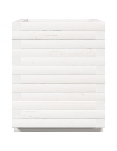 Fioriera da Giardino Bianca 40x40x49,5cm Legno Massello di Pino