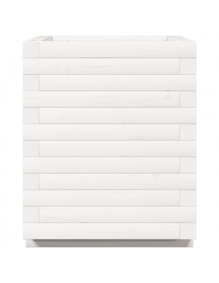 Fioriera da Giardino Bianca 40x40x49,5cm Legno Massello di Pino