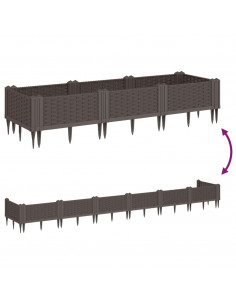 Fioriera da Giardino con Picchetti Marrone 125x40x28,5 cm PP