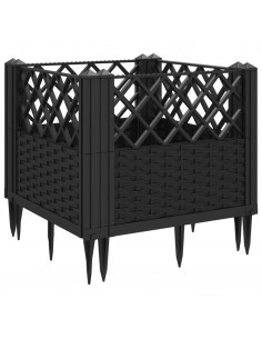 Fioriera da Giardino con Picchetti Nera 43,5x43,5x43,5 cm PP