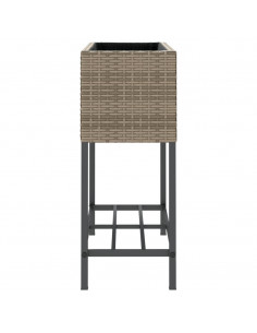 Fioriera da Giardino con Ripiano Grigia in Polyrattan