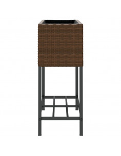 Fioriera da Giardino con Ripiano Marrone in Polyrattan