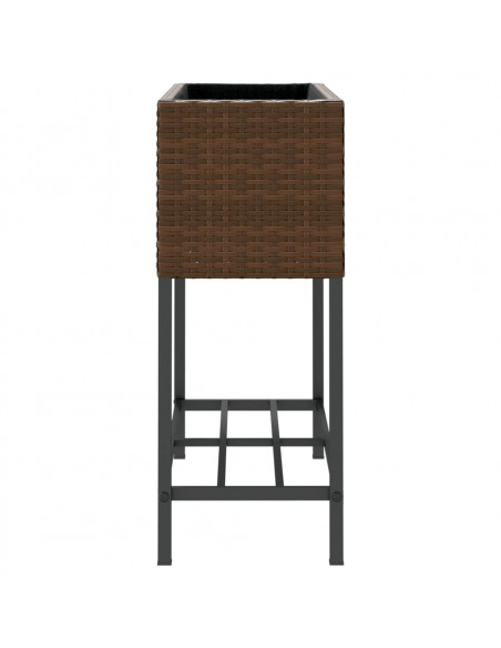 Fioriera da Giardino con Ripiano Marrone in Polyrattan