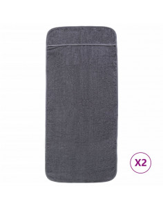 Asciugamani da Spiaggia 2pz Antracite 75x200 cm Tessuto 400 GSM 2