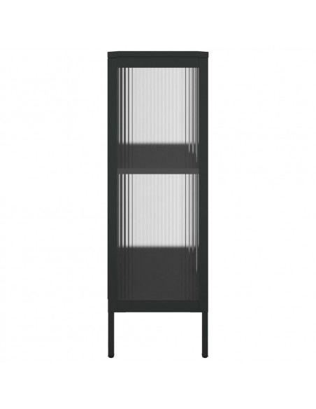 Credenza Nera 75x35x105 cm Vetro e Acciaio
