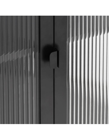 Credenza Nera 75x35x105 cm Vetro e Acciaio