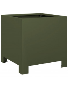 Fioriera da Giardino Verde Oliva 30x30x30 cm in Acciaio