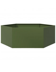 Fioriera da Giardino Verde Oliva Esagono 138x120x45 cm Acciaio