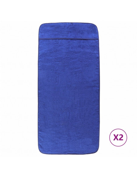 Asciugamani da Spiaggia 2pz Blu Reale 75x200 cm Tessuto 400 GSM