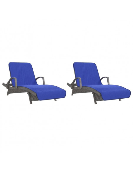 Asciugamani da Spiaggia 2pz Blu Reale 75x200 cm Tessuto 400 GSM