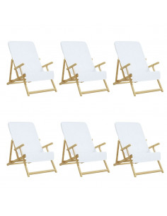 Asciugamani da Spiaggia 6 pz Bianchi 60x135 cm Tessuto 400 GSM 2