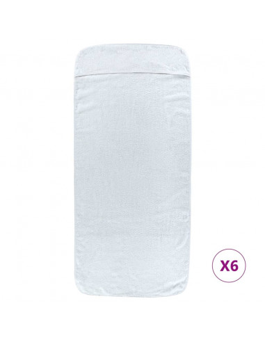 Asciugamani da Spiaggia 6 pz Bianchi 60x135 cm Tessuto 400 GSM