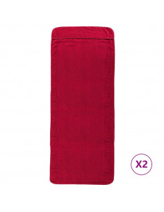 Asciugamani da Spiaggia 2 pz Borgogna 60x135 cm Tessuto 400 GSM 2