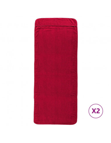 Asciugamani da Spiaggia 2 pz Borgogna 60x135 cm Tessuto 400 GSM