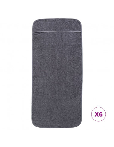 Asciugamani da Spiaggia 6pz Antracite 60x135 cm Tessuto 400 GSM