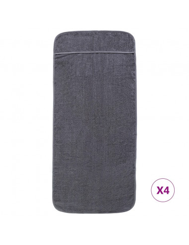 Asciugamani da Spiaggia 4pz Antracite 60x135 cm Tessuto 400 GSM