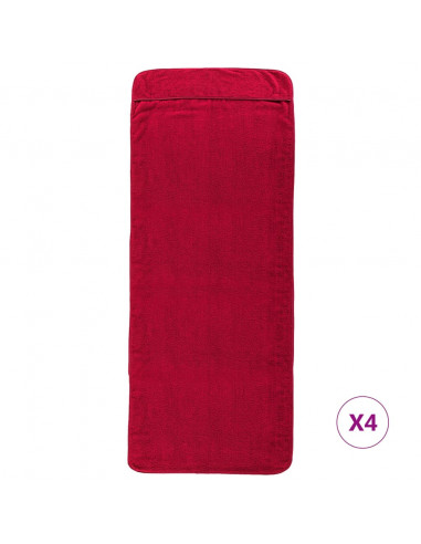 Asciugamani da Spiaggia 4 pz Borgogna 60x135 cm Tessuto 400 GSM