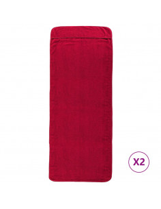 Asciugamani da Spiaggia 2 pz Borgogna 75x200 cm Tessuto 400 GSM 2