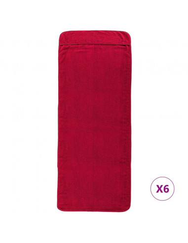 Asciugamani da Spiaggia 6 pz Borgogna 60x135 cm Tessuto 400 GSM