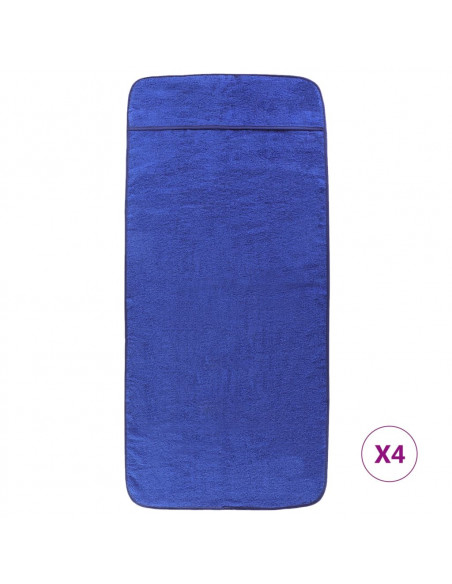 Asciugamani da Spiaggia 4pz Blu Reale 60x135 cm Tessuto 400 GSM