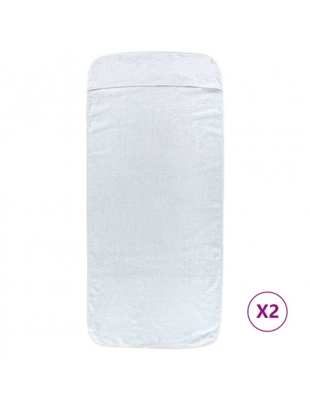 Asciugamani da Spiaggia 2 pz Bianchi 75x200 cm Tessuto 400 GSM