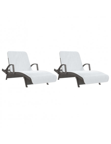 Asciugamani da Spiaggia 2 pz Bianchi 75x200 cm Tessuto 400 GSM