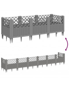Fioriera Giardino Picchetti Grigio Chiaro 123,5x43,5x43,5 cm PP