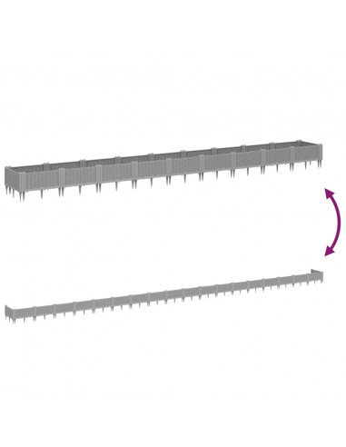 Fioriera Giardino Picchetti Grigio Chiaro 362,5x42,5x28,5 cm PP