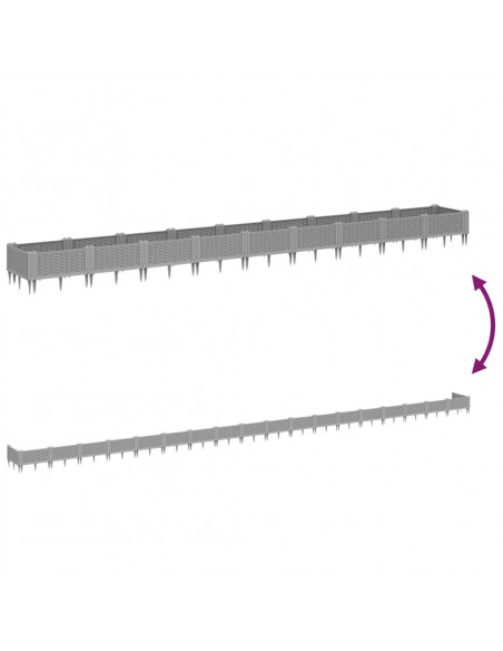 Fioriera Giardino Picchetti Grigio Chiaro 362,5x42,5x28,5 cm PP