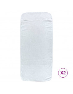 Asciugamani da Spiaggia 2 pz Bianchi 60x135 cm Tessuto 400 GSM 2