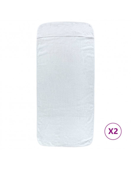 Asciugamani da Spiaggia 2 pz Bianchi 60x135 cm Tessuto 400 GSM
