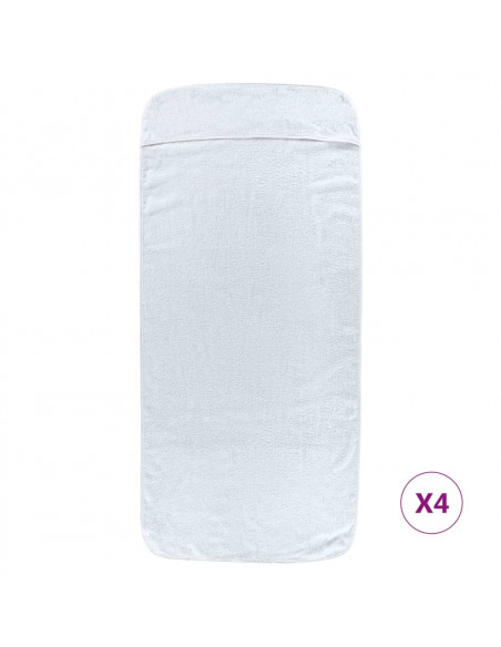 Asciugamani da Spiaggia 4 pz Bianchi 60x135 cm Tessuto 400 GSM