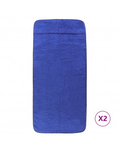 Asciugamani da Spiaggia 2pz Blu Reale 60x135 cm Tessuto 400 GSM 2