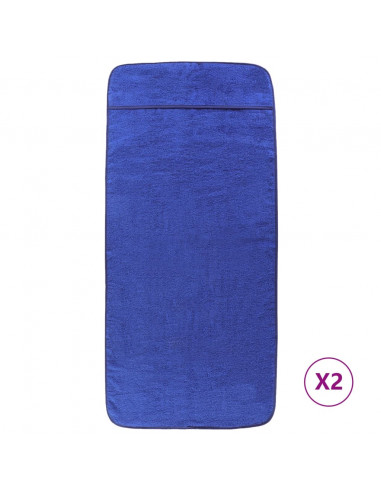 Asciugamani da Spiaggia 2pz Blu Reale 60x135 cm Tessuto 400 GSM