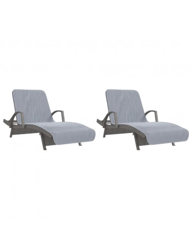 Asciugamani da Spiaggia 2 pz Grigi 75x200 cm in Tessuto 400 GSM