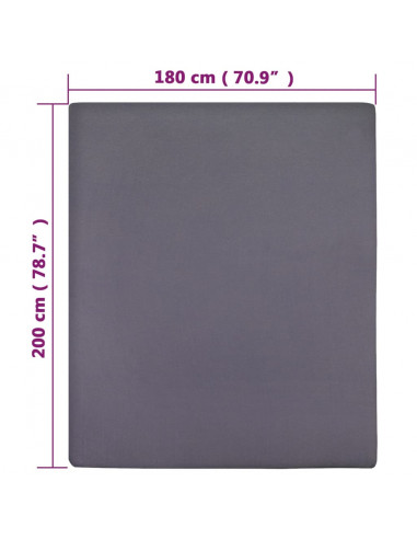Lenzuola con Angoli Jersey 2 pz Antracite 180x200 cm Cotone