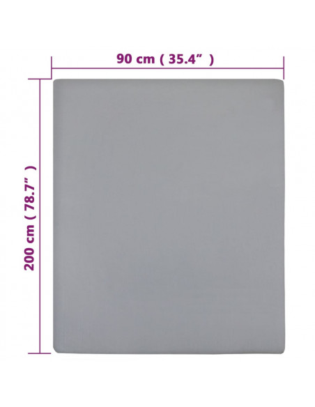 Lenzuolo con Angoli Jersey Grigio 90x200 cm Cotone