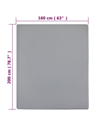 Lenzuola con Angoli Jersey 2pz Grigio 160x200 cm Cotone