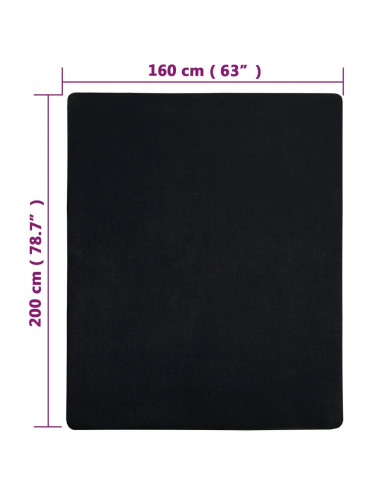 Lenzuolo con Angoli Jersey Nero 160x200 cm Cotone