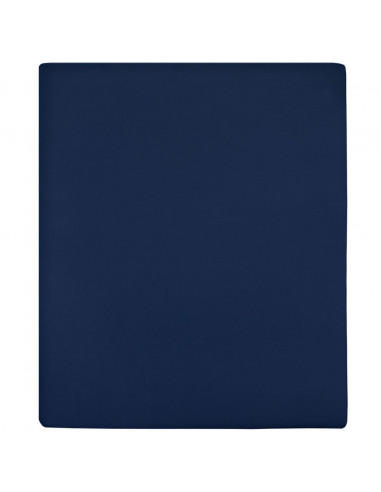 Lenzuolo con Angoli Jersey Blu Marino 90x200 cm Cotone