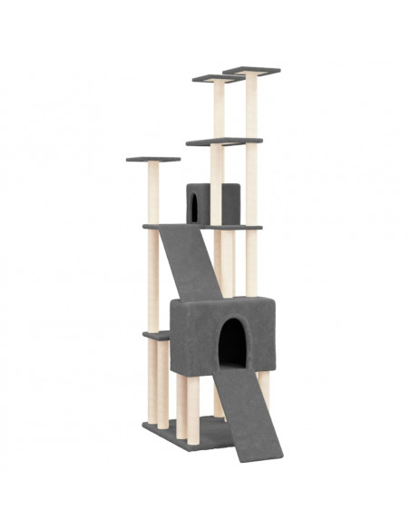 Albero per Gatti con Tiragraffi in Sisal Grigio Scuro 190 cm