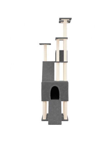 Albero per Gatti con Tiragraffi in Sisal Grigio Scuro 190 cm