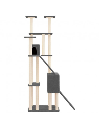 Albero per Gatti con Tiragraffi in Sisal Grigio Scuro 190 cm