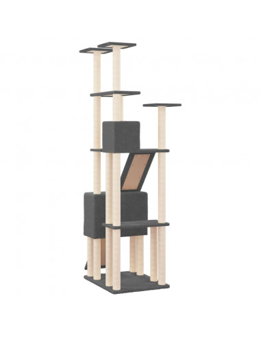 Albero per Gatti con Tiragraffi in Sisal Grigio Scuro 190 cm