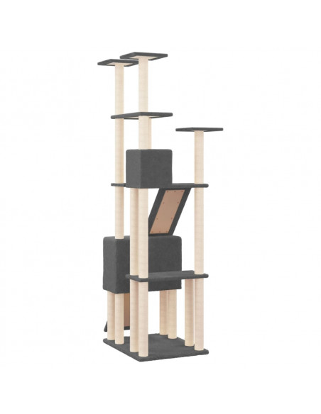 Albero per Gatti con Tiragraffi in Sisal Grigio Scuro 190 cm