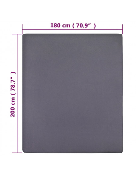 Lenzuolo con Angoli Jersey Antracite 180x200 cm Cotone