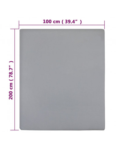 Lenzuola con Angoli Jersey 2pz Grigio 100x200 cm Cotone