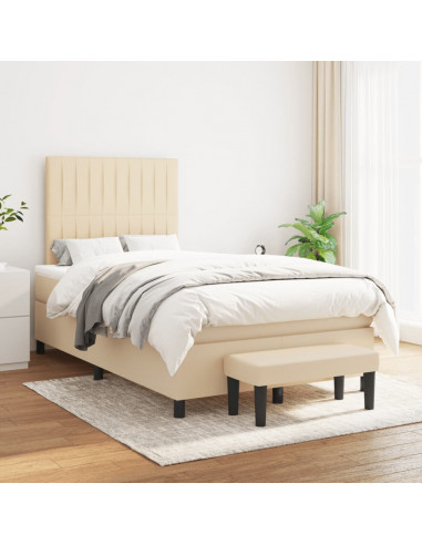 Giroletto a Molle con Materasso Crema 120x190 cm in Tessuto