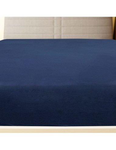 Lenzuola con Angoli Jersey 2pz Blu Marino 180x200 cm Cotone