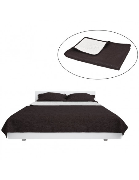 Copriletto Double-Face Trapuntato 170x210 cm Crema e Marrone